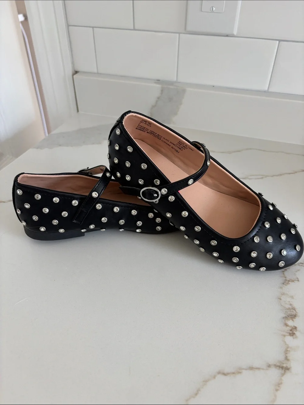 Steve Madden Black Studded Mary Jane Flats for Kids